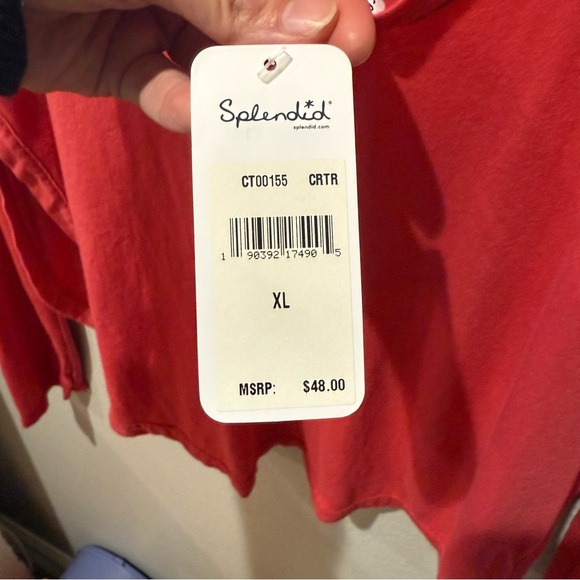 Splendid Red Open Back Scoop Neck Long Sleeve Top NWT Size XL - Picture 5 of 5